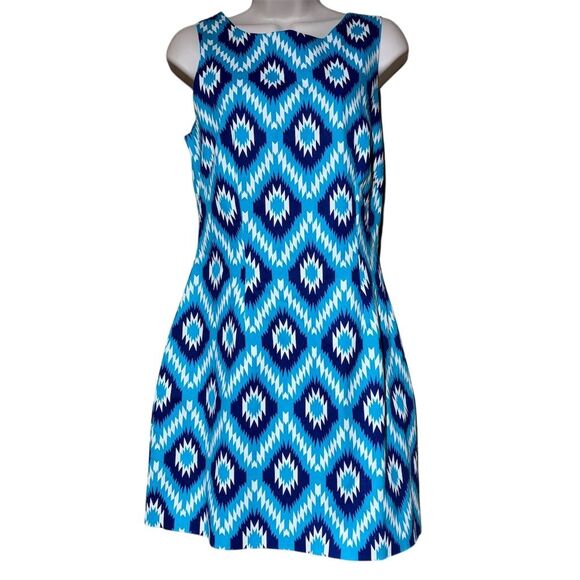 Macbeth Collection Dresses & Skirts - Macbeth Collection Women's Blue Ikat Print A-line Dress Size S